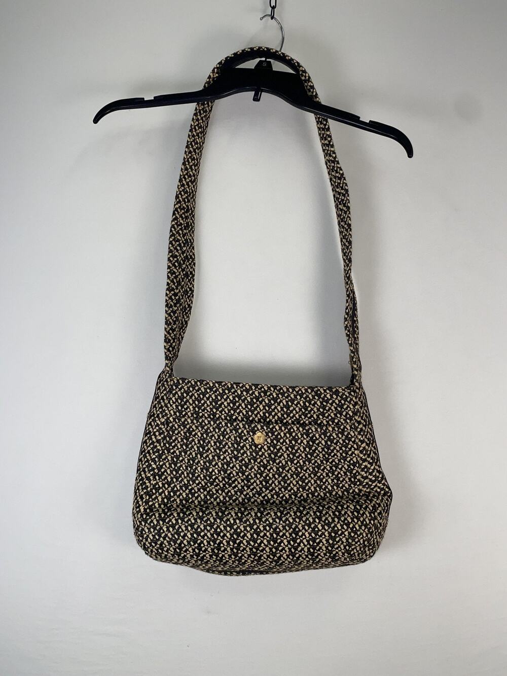 Eric Javits Shoulder Bag Womens Medium Beige Straw Woven Casual Purse Handbag
